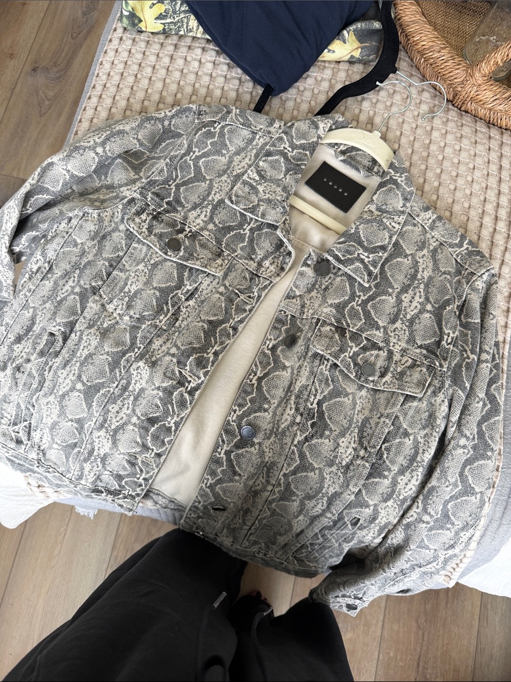 Snake pattern denim jacket